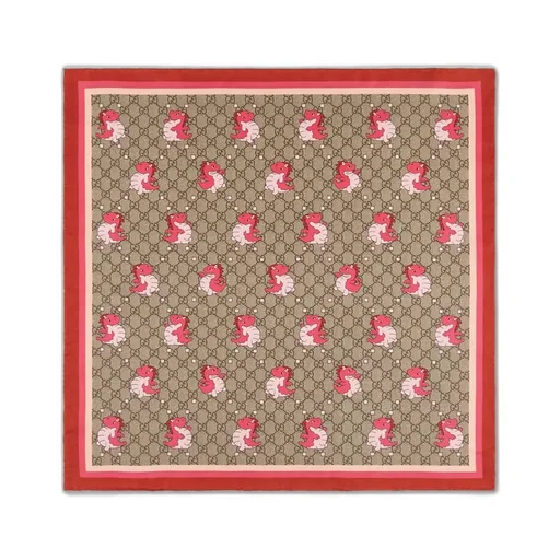 Baby Dragon Print Silk Square Scarf