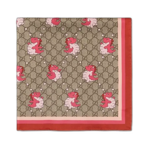 Baby Dragon Print Silk Square Scarf