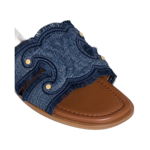 Celine Marina Fringed Mule In Denim