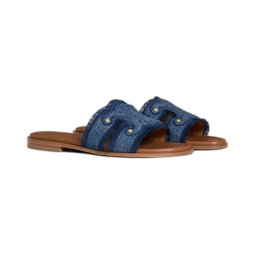 Celine Marina Fringed Mule In Denim