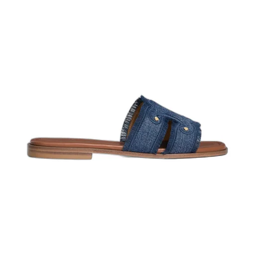 Celine Marina Fringed Mule In Denim