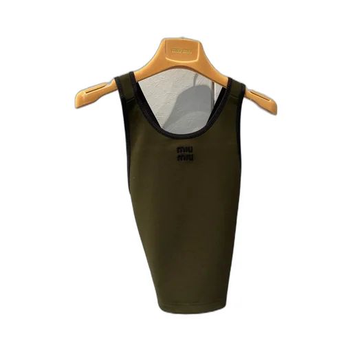 Miu Miu Logo-Embroidered Round-Neck Top