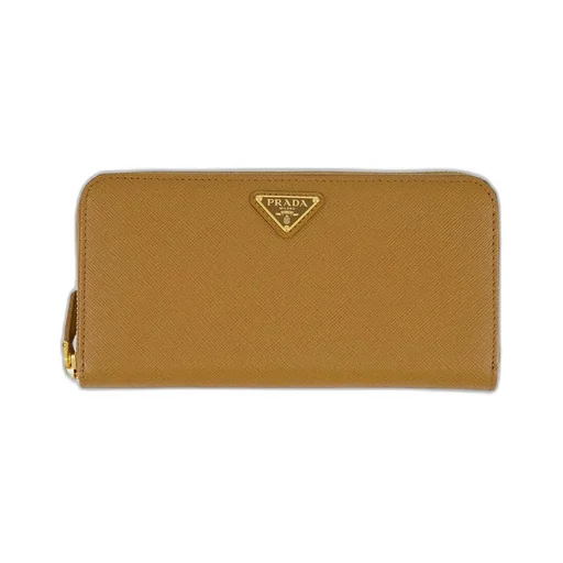 Prada Logo Plaque Zip-Around Large Wallet