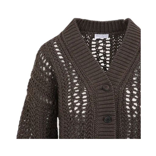 Brunello Cucinelli Long Sleeved Open-Knit Cardigan