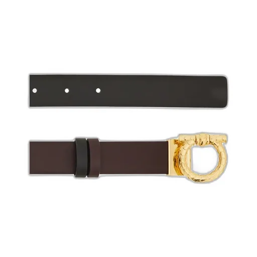 Gancini-Buckle Leather Belt