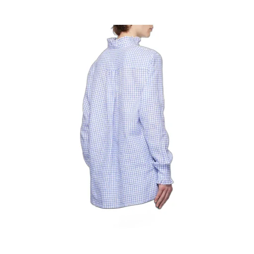 Valentino Checked Ruffle Detailed Long-Sleeved Shirt