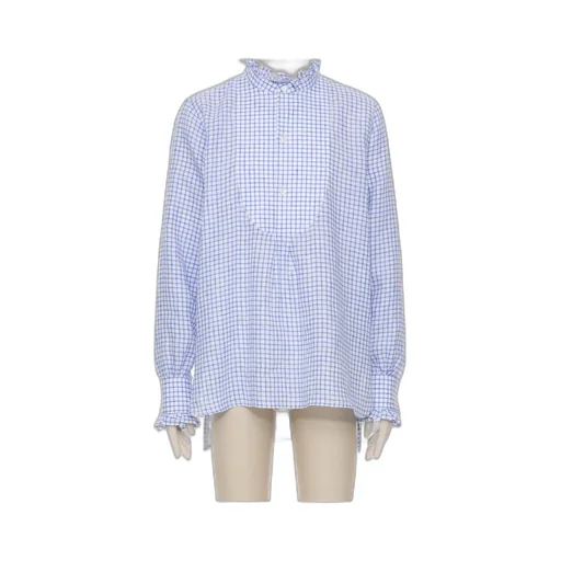 Valentino Checked Ruffle Detailed Long-Sleeved Shirt