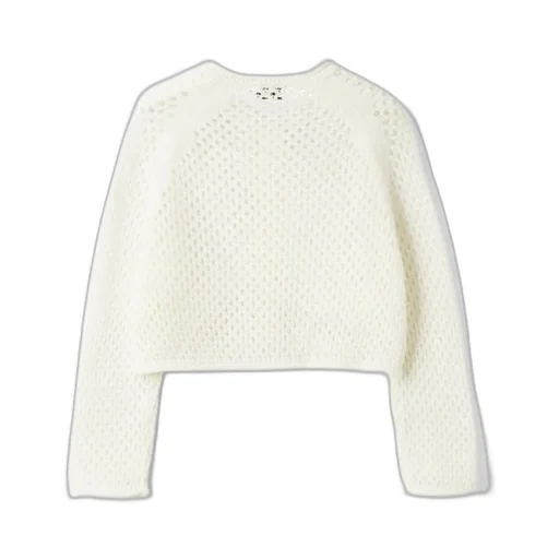 Button-Front Open-Knit Cardigan