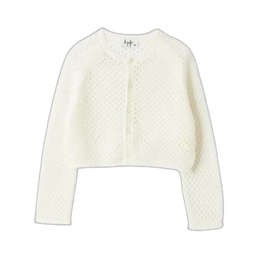 Button-Front Open-Knit Cardigan