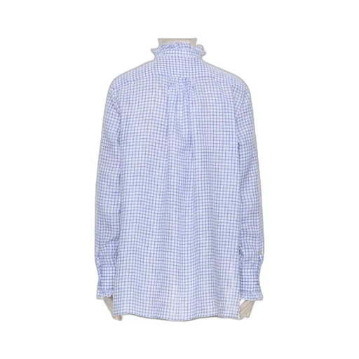Valentino Checked Ruffle Detailed Long-Sleeved Shirt