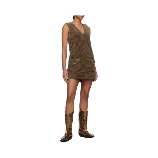 Brown Corduroy Mini Dress