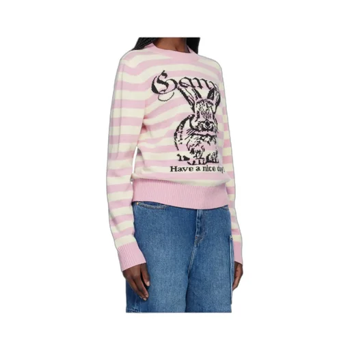 Ganni Striped Graphic Bunny Jumper