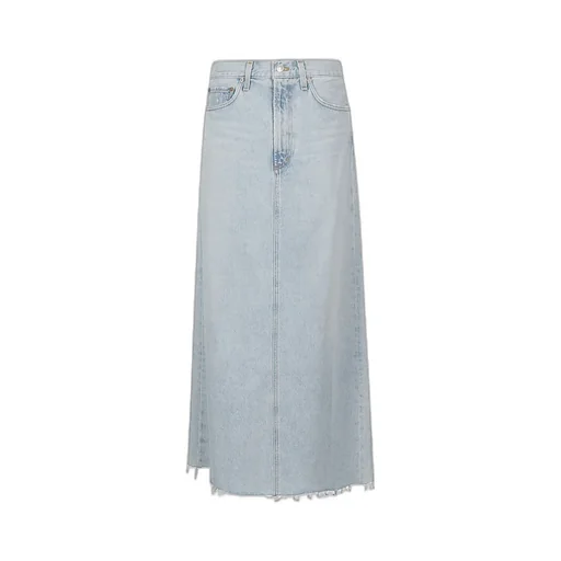 Agolde Mid-Rise Frayed Edge Denim Skirt