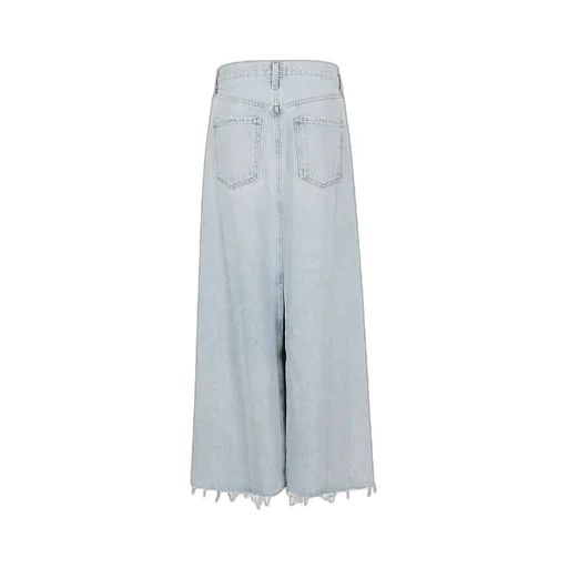 Agolde Mid-Rise Frayed Edge Denim Skirt
