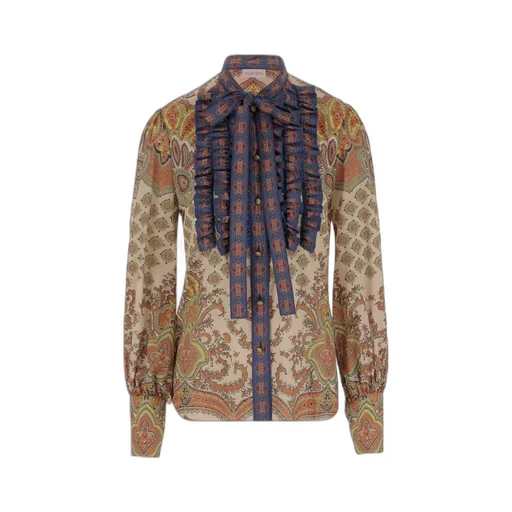Valentino All-Over Patterned Ruffled Top