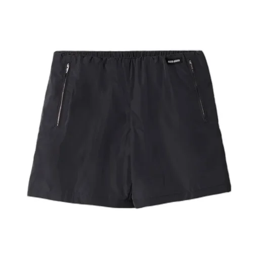 Miu Miu Logo-Patch Wide-Leg Bermuda Shorts