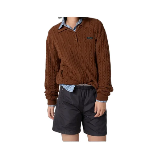 Miu Miu Logo-Patch Wide-Leg Bermuda Shorts