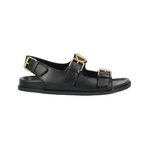 Valentino Vlogo Signature Double Buckle-Strap Sandals