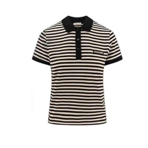 Moncler Logo Patch Striped Polo Shirt