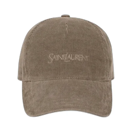 Saint Laurent Logo Embroidered Crduroy Baseball Cap