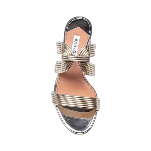 Aquazzura Metallic Effect Open Toe Mules
