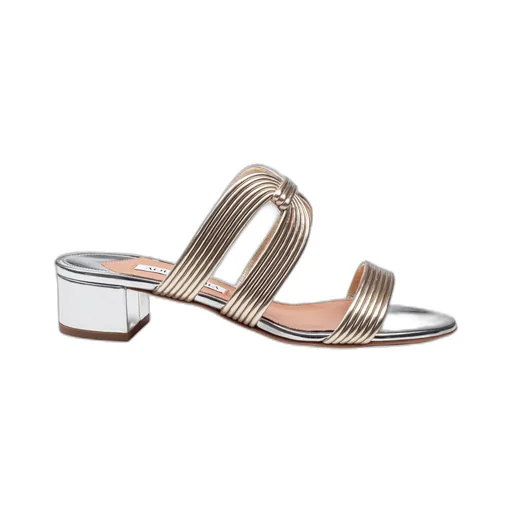 Aquazzura Metallic Effect Open Toe Mules