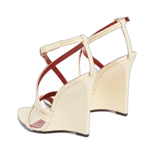 Saint Laurent Open Toe Wedge Sandals