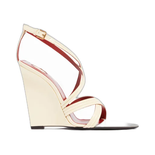 Saint Laurent Open Toe Wedge Sandals
