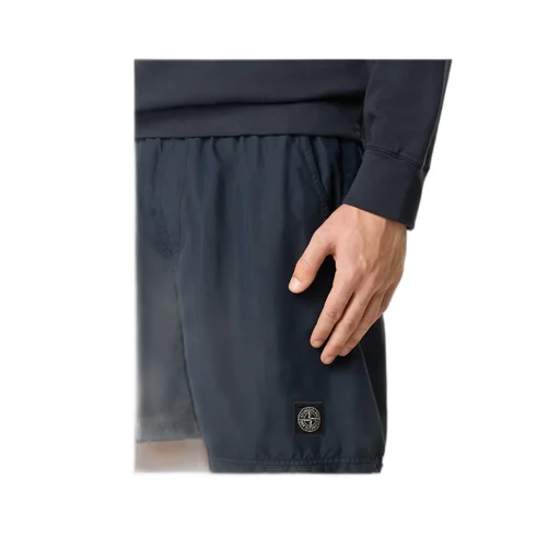 Stone Island Logo Patch Mid-Length Swim Trunks