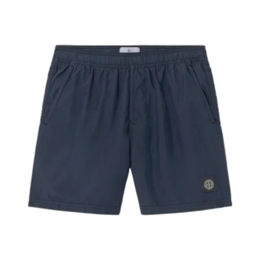 Stone Island Logo Patch Mid-Length Swim Trunks