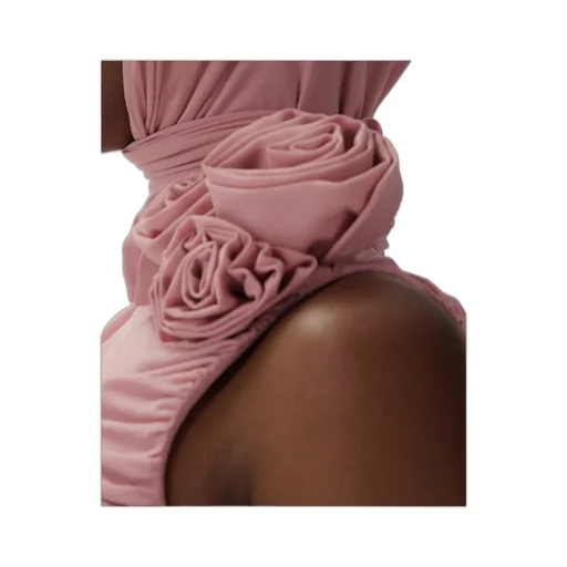 Ruched Mock-Neck Midi Dress