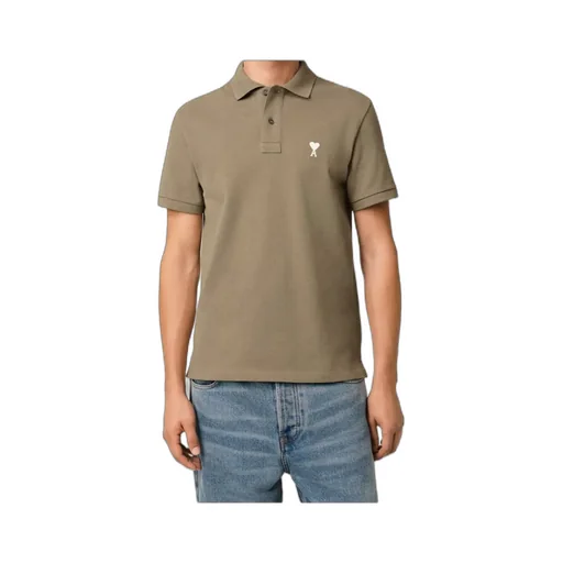 Ami Paris Ami De Coeur Logo Embroidered Polo Shirt