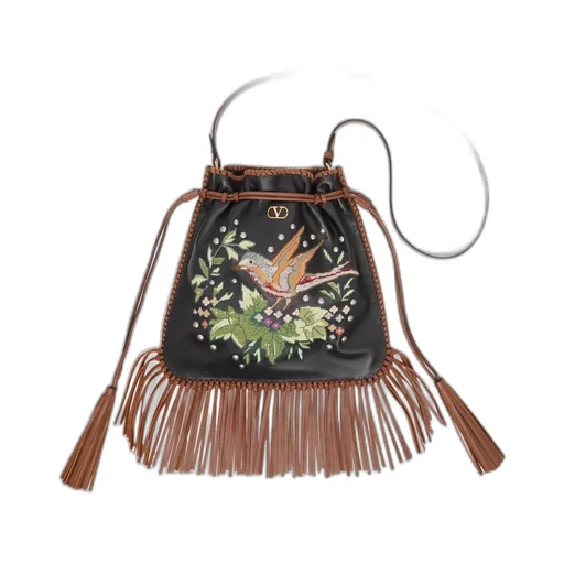 Valentino Garavani NellcÔTe Alice Embroidered Bag With Fringes