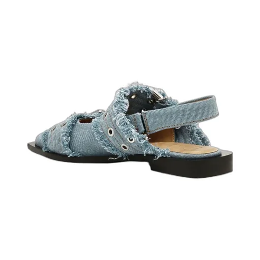 Ganni Feminine Slingback Denim Flat Shoes