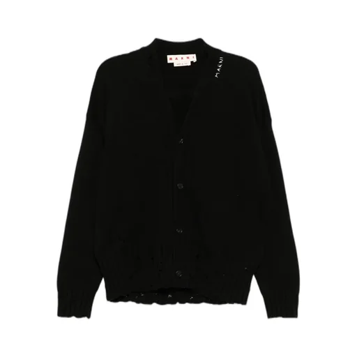 Marni V-Neck Distressed Cardigan