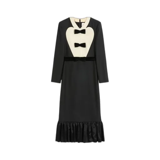 Valentino Bow Detailed Peplum Hem Midi Dress