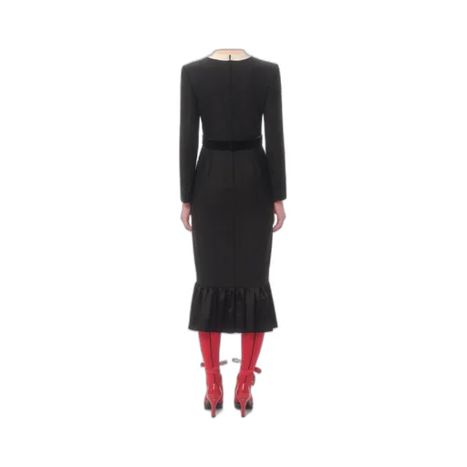 Valentino Bow Detailed Peplum Hem Midi Dress