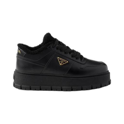 Prada Logo Plaque Lace-Up Sneakers