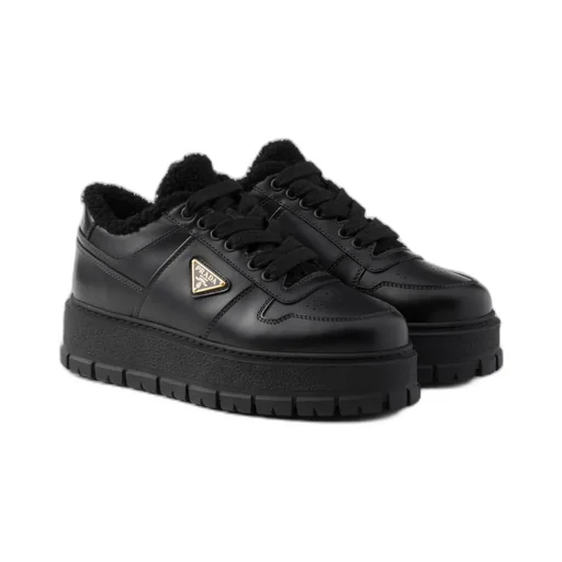 Prada Logo Plaque Lace-Up Sneakers