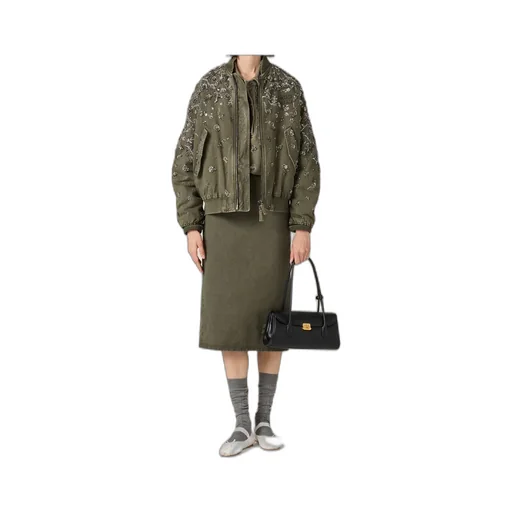 Miu Miu Floral-Embroidered Zipped Bomber Jacket