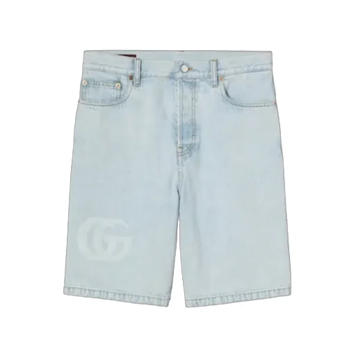 Lasered Denim Shorts