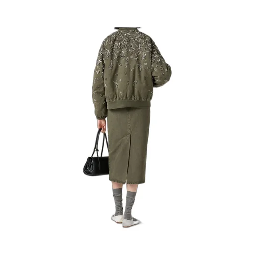 Miu Miu Floral-Embroidered Zipped Bomber Jacket