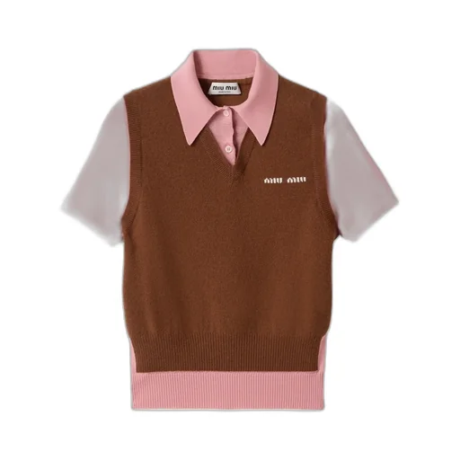 Miu Miu Logo-Intarsia Knitted Polo Top