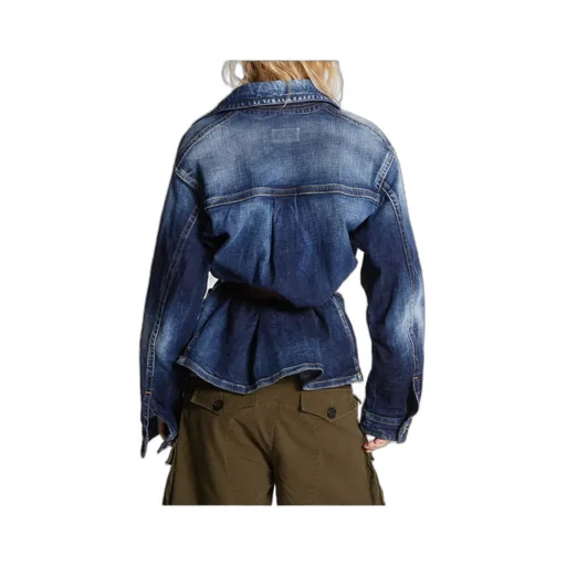 Dsquared2 Belted Distressed Denim Jacket