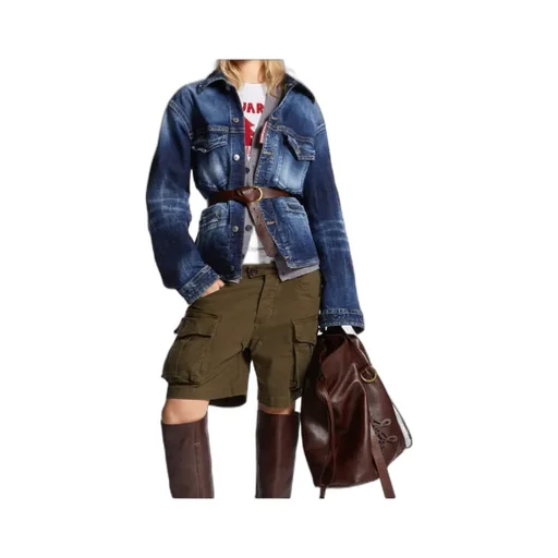 Dsquared2 Belted Distressed Denim Jacket