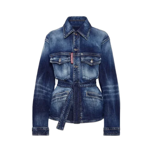 Dsquared2 Belted Distressed Denim Jacket