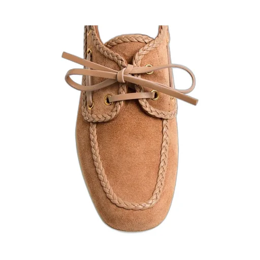Valentino Braided-Edge Lace-Up Boat Shoes