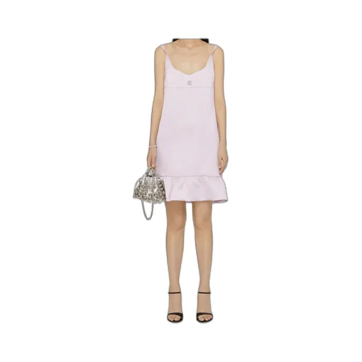 Dress In Satin With Twisted Straps And 4G Detail