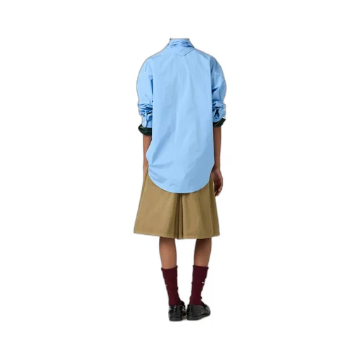 Miu Miu Scarf-Detailed Button-Up Poplin Shirt