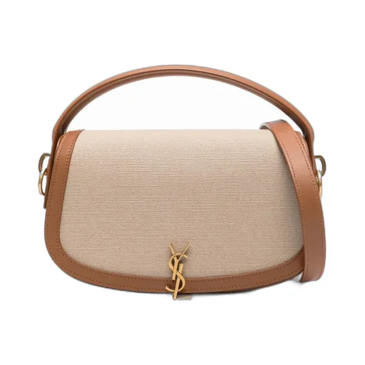 Saint Laurent Logo Plaque Foldover Top Tote Bag